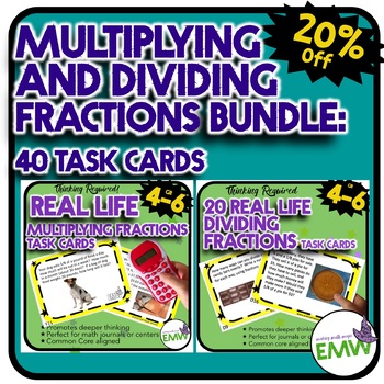 Preview of Multiplying and Dividing Fractions Task Card Bundle