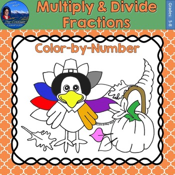 Preview of Multiplying and Dividing Fractions Thanksgiving Math Color by Number