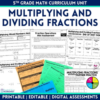 Preview of Multiplying and Dividing Fractions - 5th Grade Math Curriculum Unit
