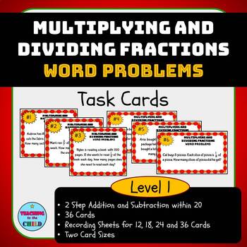 Preview of Multiplying and Dividing Fractions Word Problems Task Cards (Level 1)