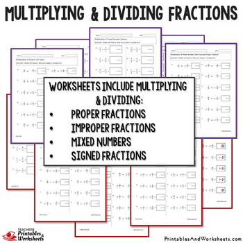 Multiplying And Dividing Fractions Worksheets, Includes ...