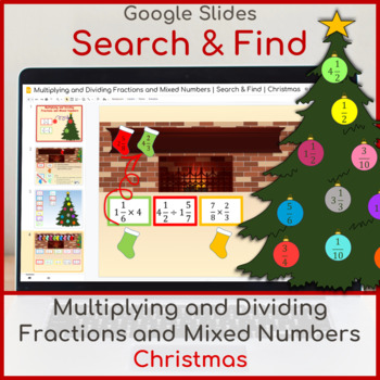 Preview of Multiplying and Dividing Fractions and Mixed Numbers | Search & Find | Christmas