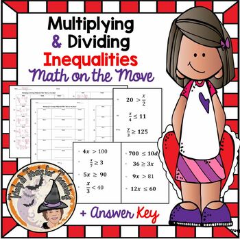 Preview of Multiplying and Dividing Inequalities Activity Math on the Move Smartboard KEY