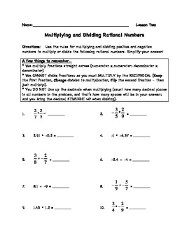 Multiplying and Dividing Integers by Middle School Math HeadQuarters