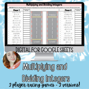 Multiplying and Dividing Integers 2 Player Racing Games - SELF CHECKING
