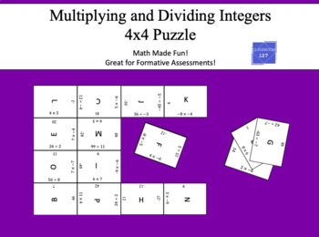 Preview of Multiplying and Dividing Integers:  4 x 4 Puzzle.