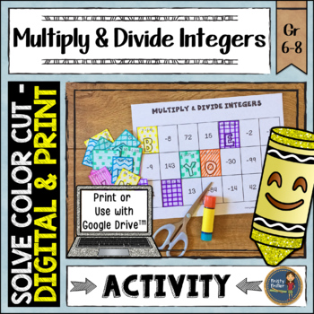 Preview of Multiplying and Dividing Integers Activity - Math Solve Color Cut