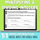 Multiplying and Dividing Integers Digital Notes