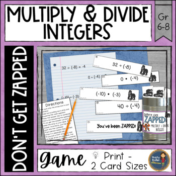 Preview of Multiplying & Dividing Integers Don't Get ZAPPED Partner Math Game - Math Center