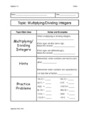 Multiplying and Dividing Integers Guided Notes