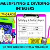 Multiplying and Dividing Integers Notes
