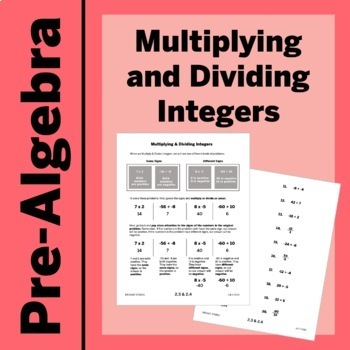 Preview of Multiplying and Dividing Integers Notes and Practice