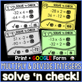 Multiplying and Dividing Integers Solve 'n Check! Math Tas