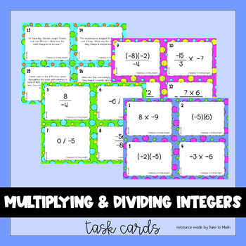 Preview of Multiplying and Dividing Integers Task Cards