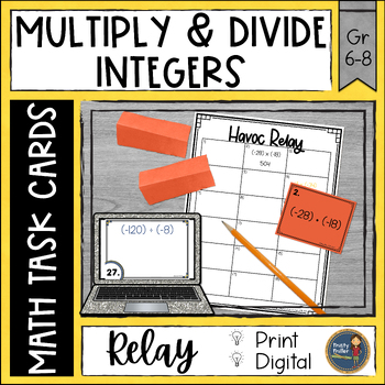 Preview of Multiplying and Dividing Integers Task Cards Havoc Relay