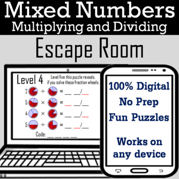 Preview of Multiplying & Dividing Mixed Numbers Activity: Digital Escape Room Breakout Game