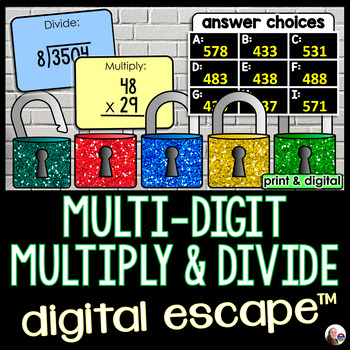 Preview of Multiplying and Dividing Multi-Digit Numbers Digital Math Escape Room Activity