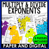 Multiplying and Dividing Positive Exponents Puzzle Bundle