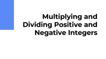 Preview of Multiplying and Dividing Positive and Negative Integers Lesson