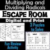Multiplying and Dividing Radicals Activity: Algebra Escape Room Math Game