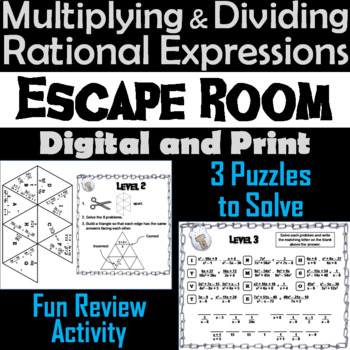 Preview of Multiplying and Dividing Rational Expressions Activity: Algebra Escape Room Game