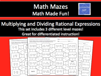 Preview of Multiplying and Dividing Rational Expressions Math Maze