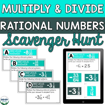 Preview of Multiplying and Dividing Rational Numbers Digital and Printable Scavenger Hunt