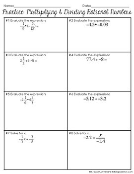 dividing rational numbers practice and problem solving d