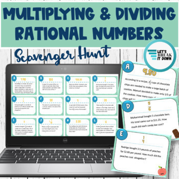 Preview of Multiplying and Dividing Rational Numbers Print and Digital Scavenger Hunt 