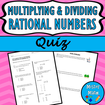 Preview of Multiplying and Dividing Rational Numbers Quiz