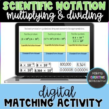 Preview of Multiplying and Dividing Scientific Notation Digital Matching Activity