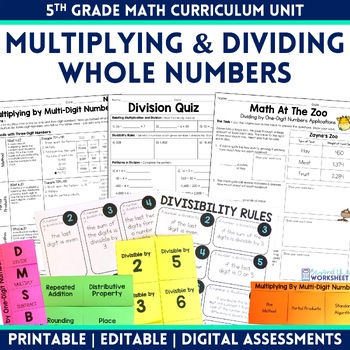 Preview of Multiplying and Dividing Whole Numbers - 5th Grade Math Curriculum Unit