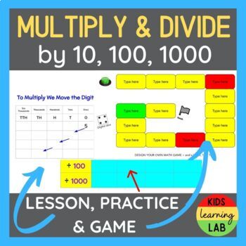 Preview of Multiplying and Dividing by 10, 100, 1000. LESSON, PRACTICE, & GAME