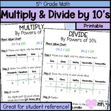 Multiplying and Dividing by Powers of 10 Anchor Chart