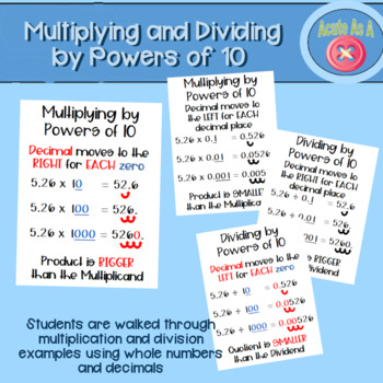 Preview of Multiplying and Dividing by Powers of 10 Anchor Charts