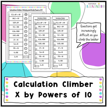 Preview of Multiplying and Dividing by Powers of 10 Calculation Climber Worksheet