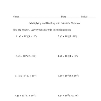 Preview of Multiplying and Dividing with Scientific Notation 