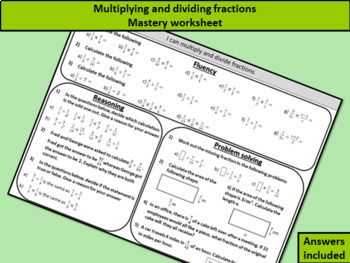 Preview of Multiplying and dividing fractions - mastery worksheet