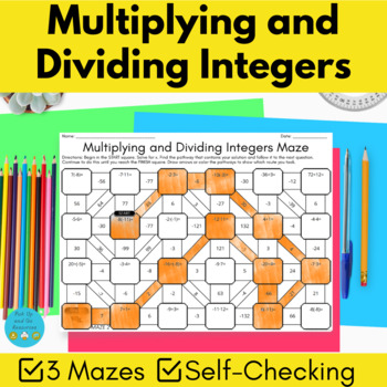 Preview of Multiplying and Dividing Integers Math Maze Activity