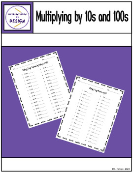 Preview of Multiplying by 10s and 100s