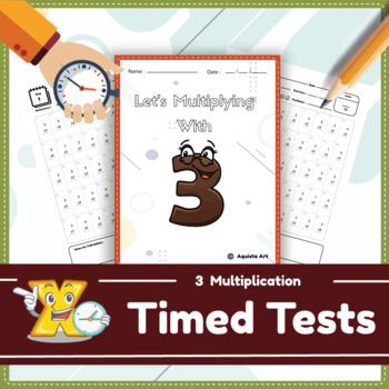 Preview of Multiplying by 3 Timed Tests Worksheet for Beginners