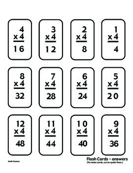 Multiplying by 4 - Math Multiplication Facts Games and Activities
