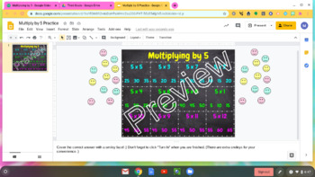 Preview of Multiplying by 5 - Practice Sheet - Google Slides