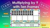 Multiplying by 9 using Ten Frames (Subitizing)-Drag and Dr