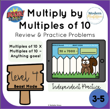 Preview of Multiplying by Multiples of 10, 100, and 1000 | Boom Cards | Level 4