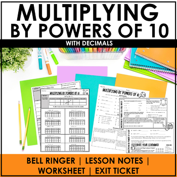 Preview of Multiplying by Powers of 10 Lesson | Worksheet | 5.NBT.2