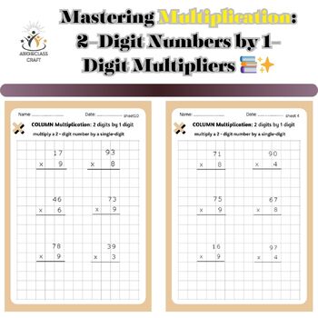 Preview of Multiplying by Whole Numbers in Columns: 2-Digit Values and 1-Digit Multipliers