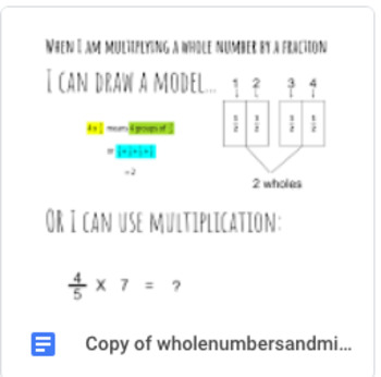 Preview of Multiplying fractions by whole numbers anchor chart