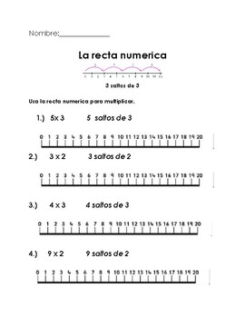 Multiplying on a numerline in Spanish! by Tesoros bilingues | TpT