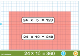 Multiplying two 2-digit numbers with rectangular arrays